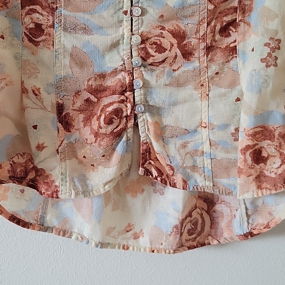 Free People I Found You Puff Sleeve Button Front Floral-Printed Top Size Small - Picture 3 of 13